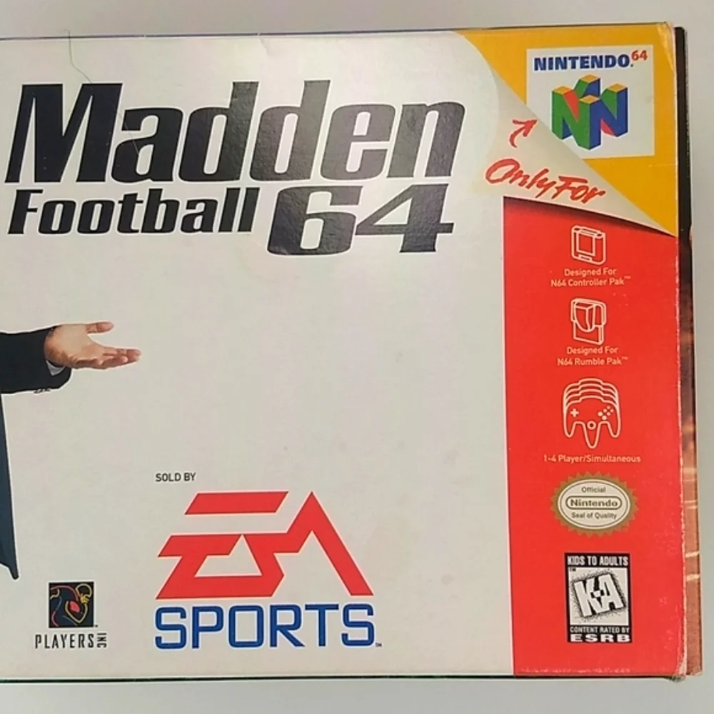 Madden Football 64, N64 Original Retail Box and All Original Manuals 1997